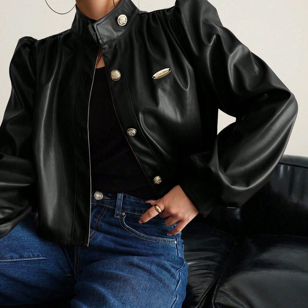 Black Casual Women Long Sleeve Buttoned Shirt - Picture 6 of 6